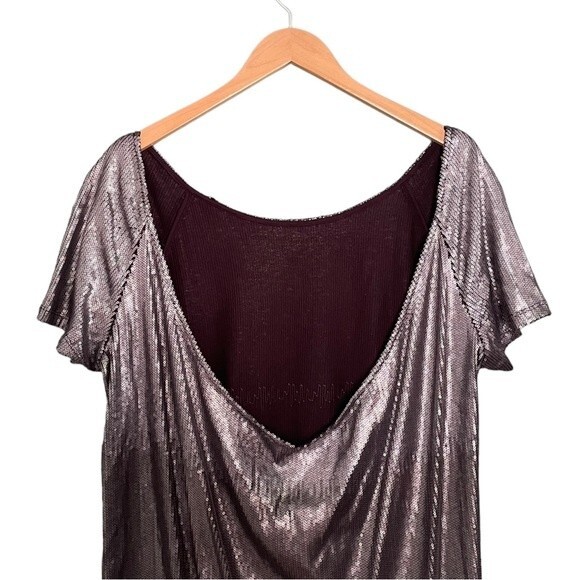Free People Drenched In Sequins Dress Silver Gunmetal Metallic Combo Size Large - Picture 6 of 14